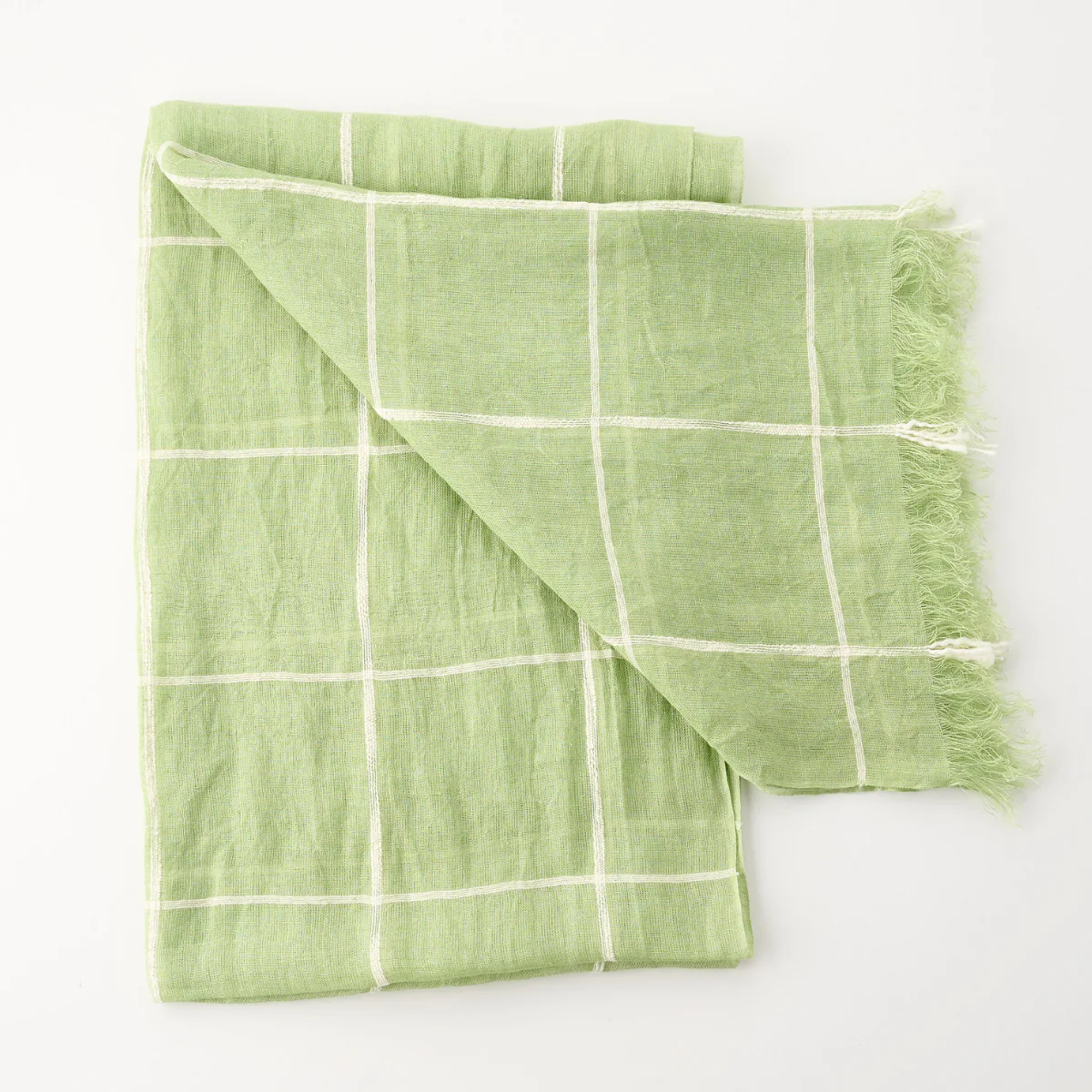 100% Linen Big Grid Scarf - Image 3