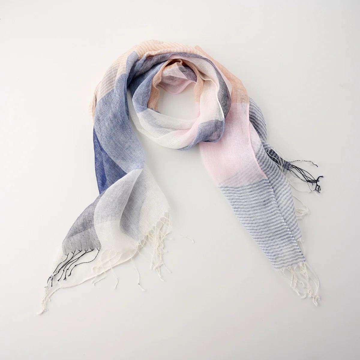 100% Linen Broken Check Scarf - Image 3