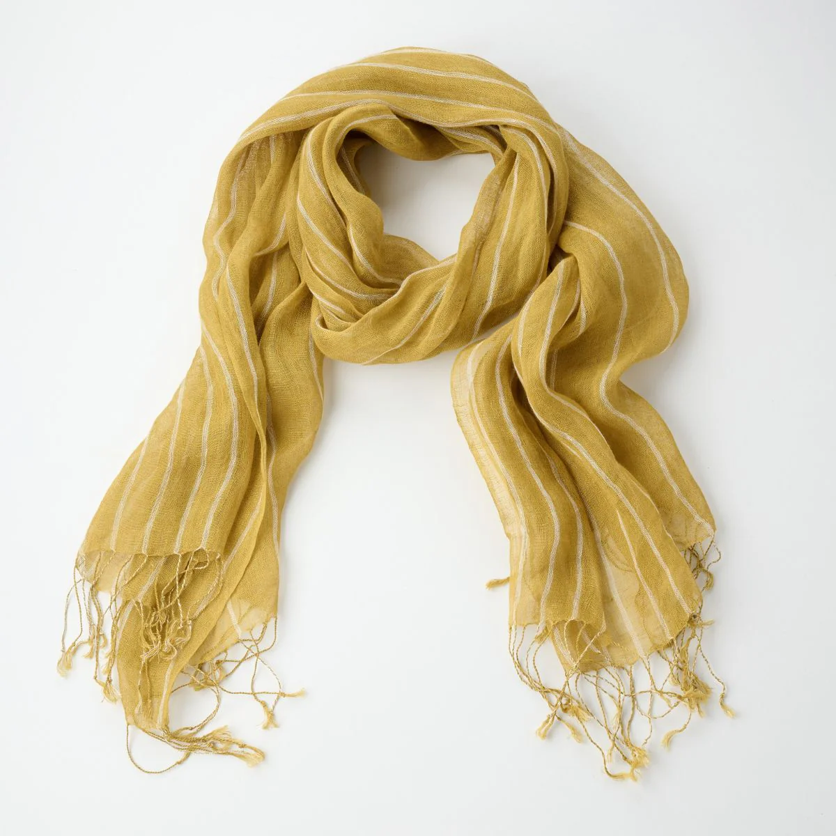 100% Linen Grid Scarf - Image 5