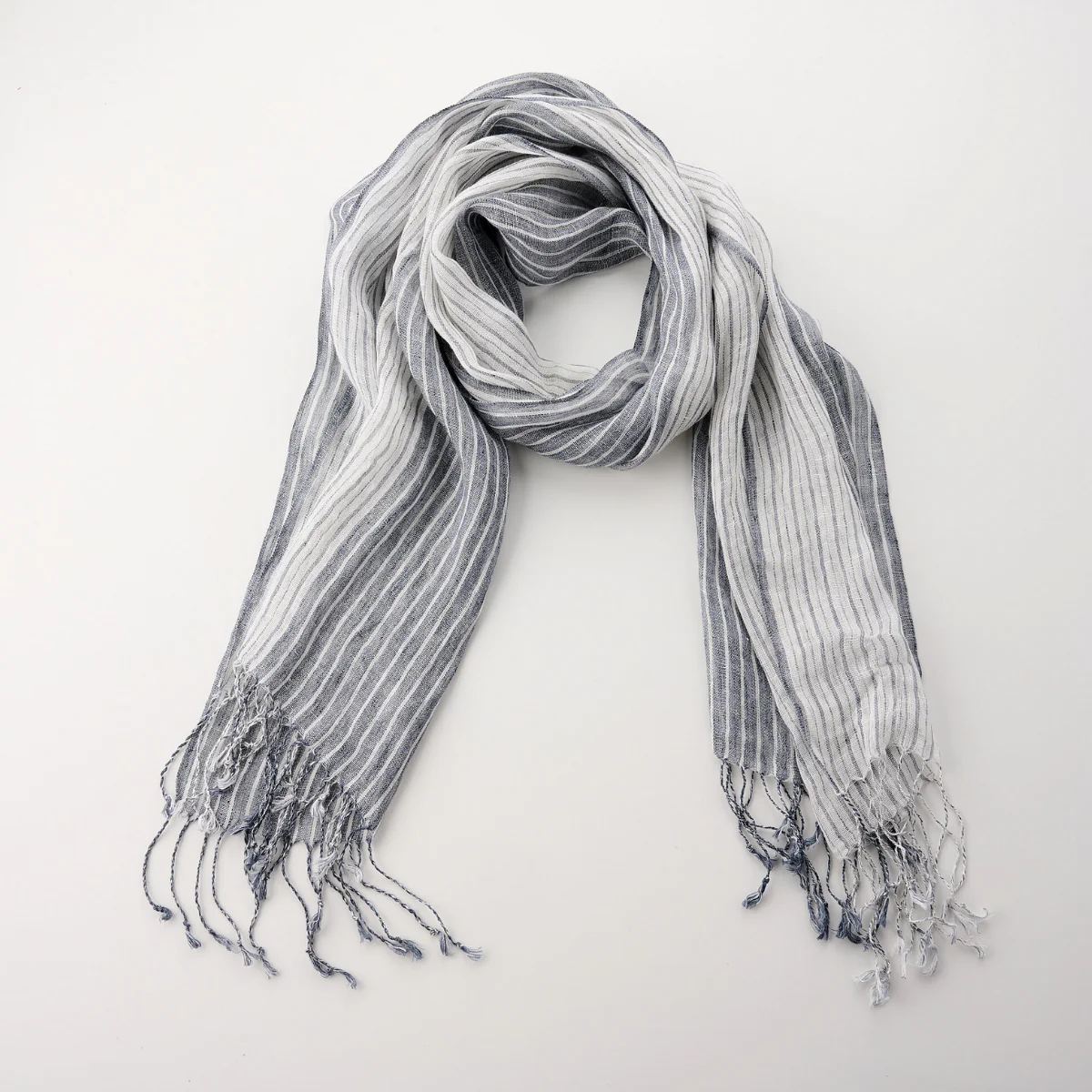 100% Linen Multi Striped Scarf - Image 3
