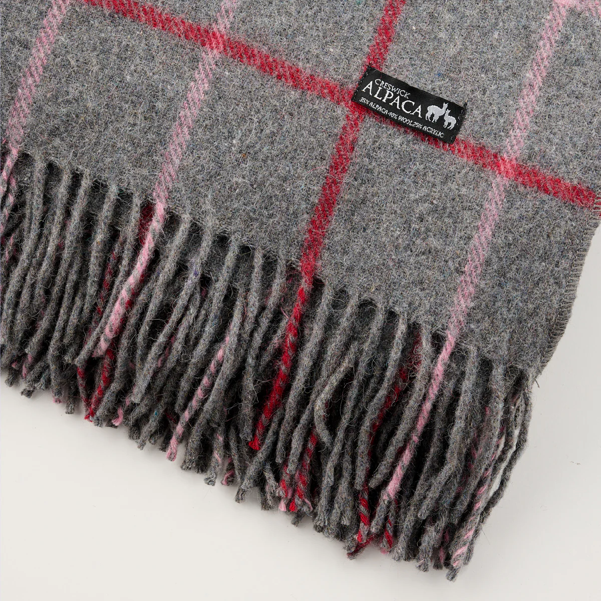 Alpaca Wool Throw Fringe Check - Image 11