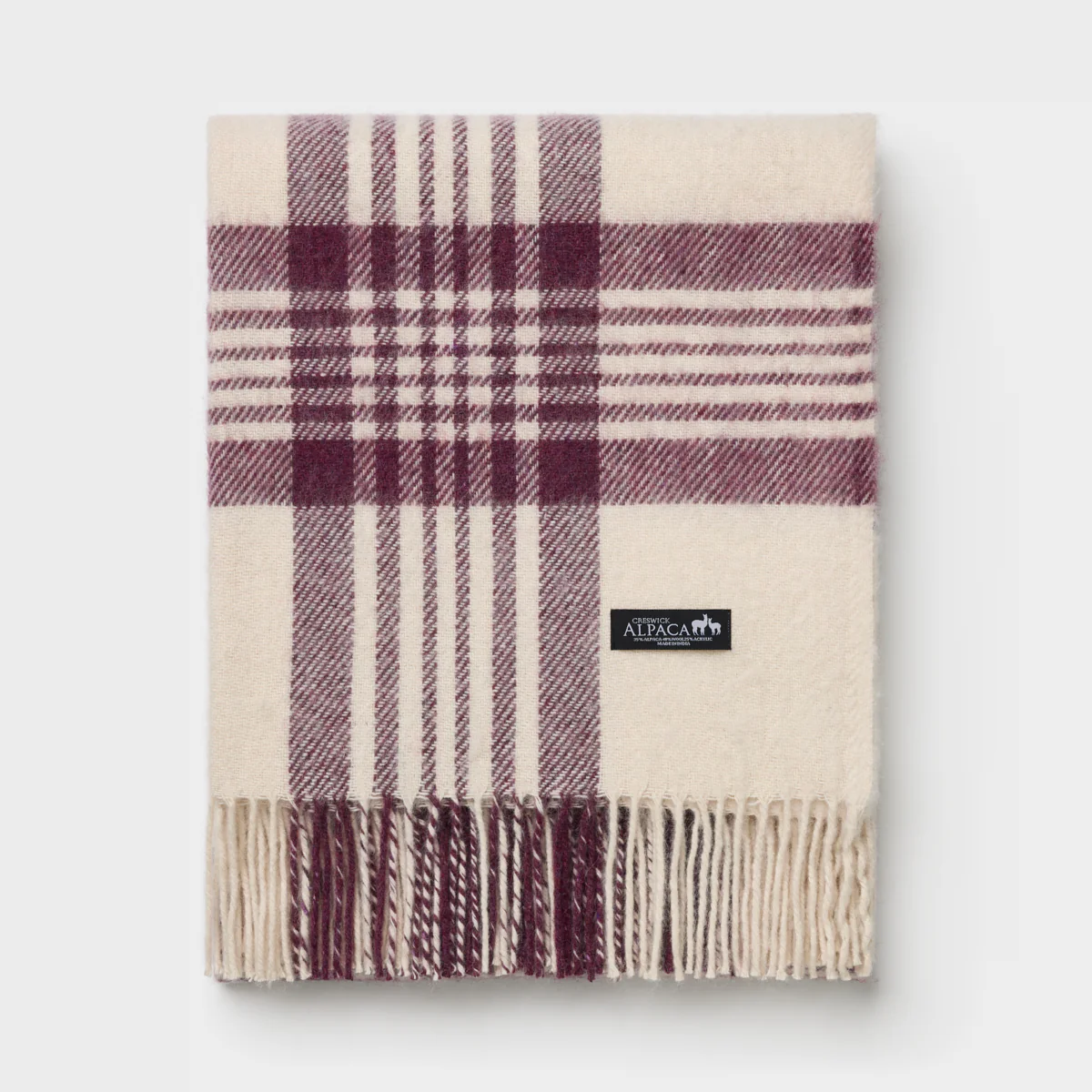Alpaca Wool Throw Fringe Check - Image 14