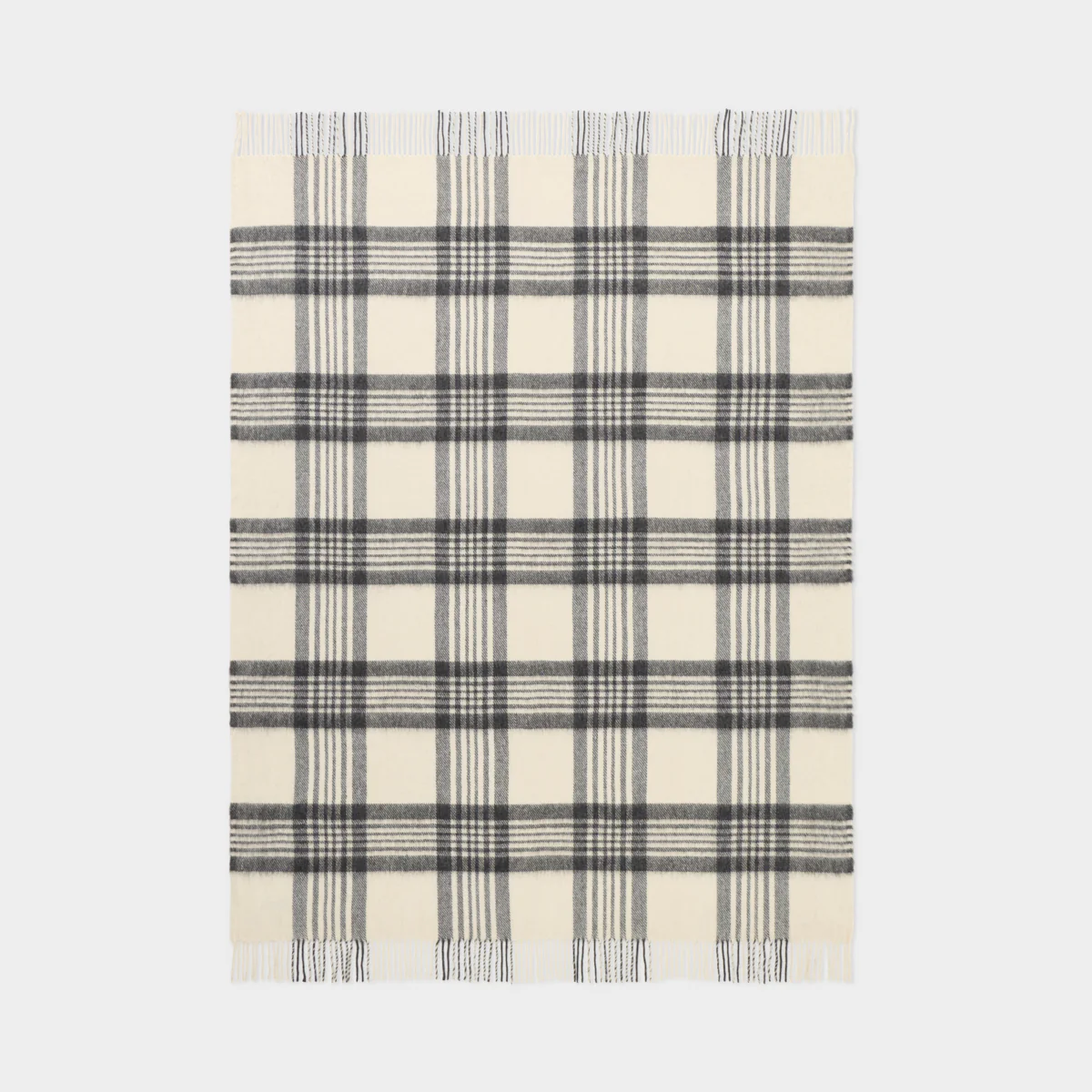 Alpaca Wool Throw Fringe Check - Image 16
