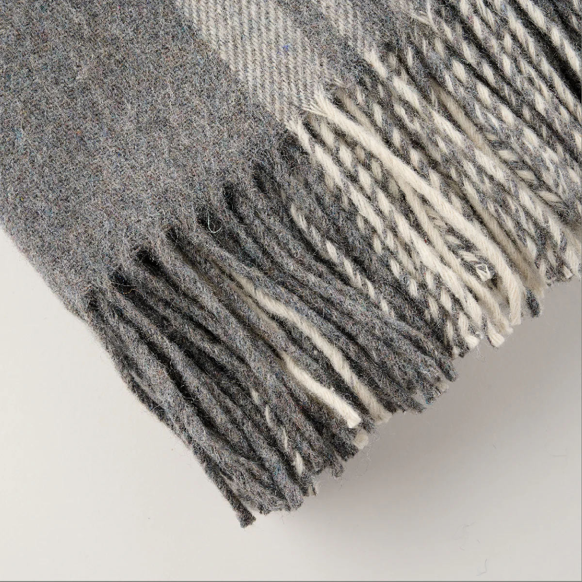Alpaca Wool Throw Fringe Check - Image 8
