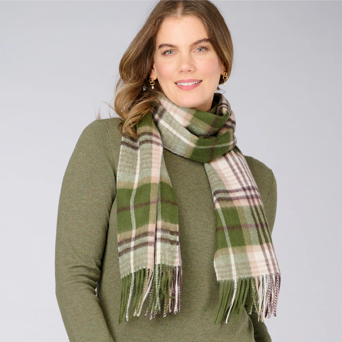 Cashmere Wool Check Scarf - Image 38