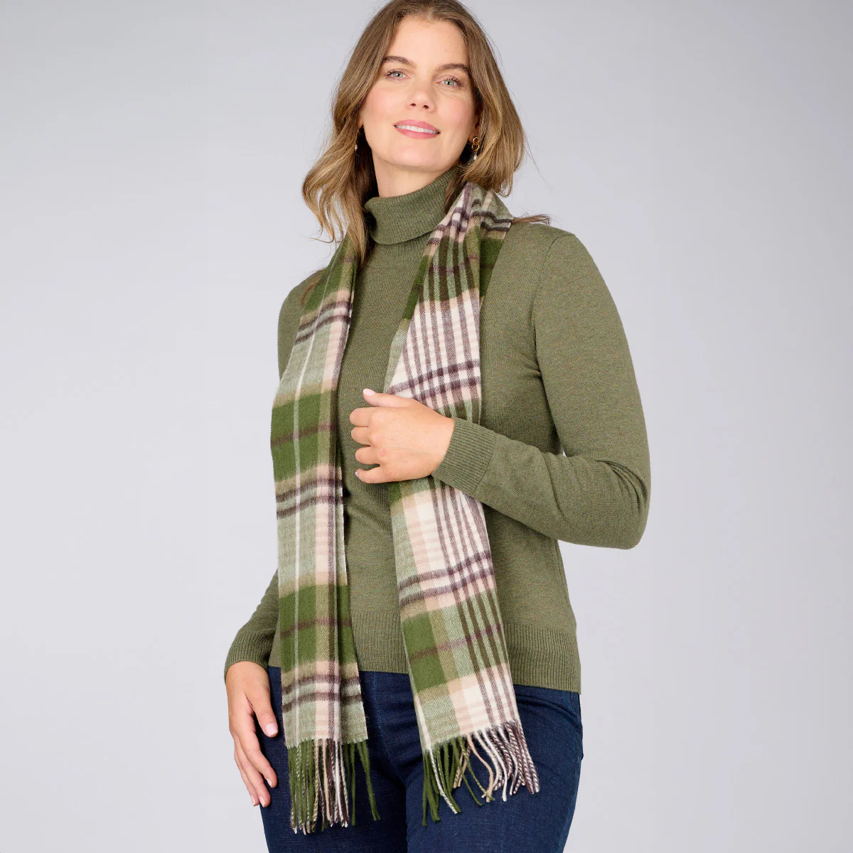 Cashmere Wool Check Scarf - Image 40