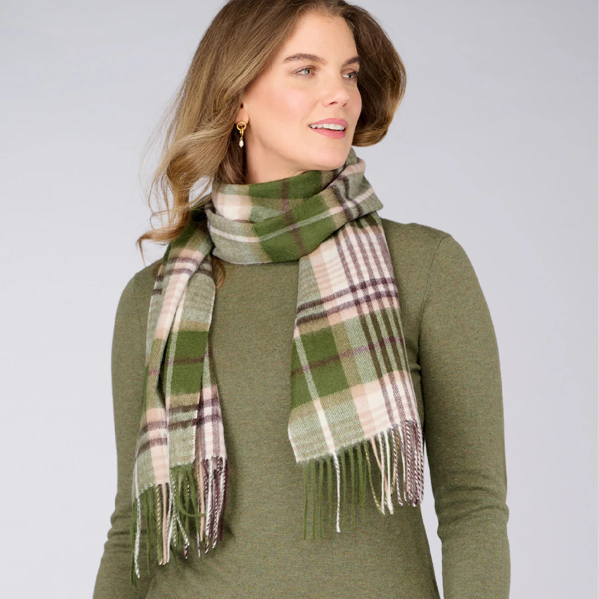 Cashmere Wool Check Scarf - Image 41