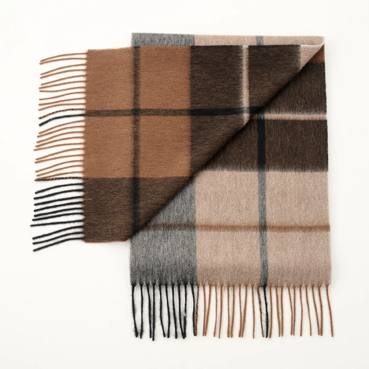 Cashmere Wool Check Scarf - Image 9