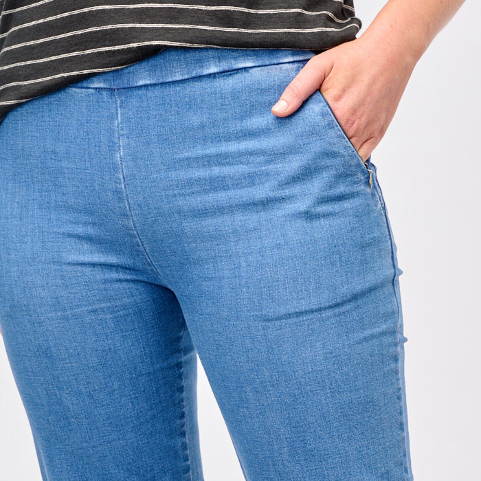 Libby Zip Pocket Denim Pants Straight 7/8 - Image 8