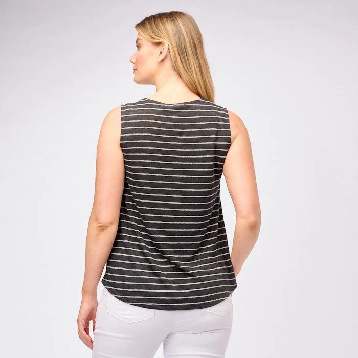 Yarn Dye Stripe Linen Jersey Tank Top Top - Image 4