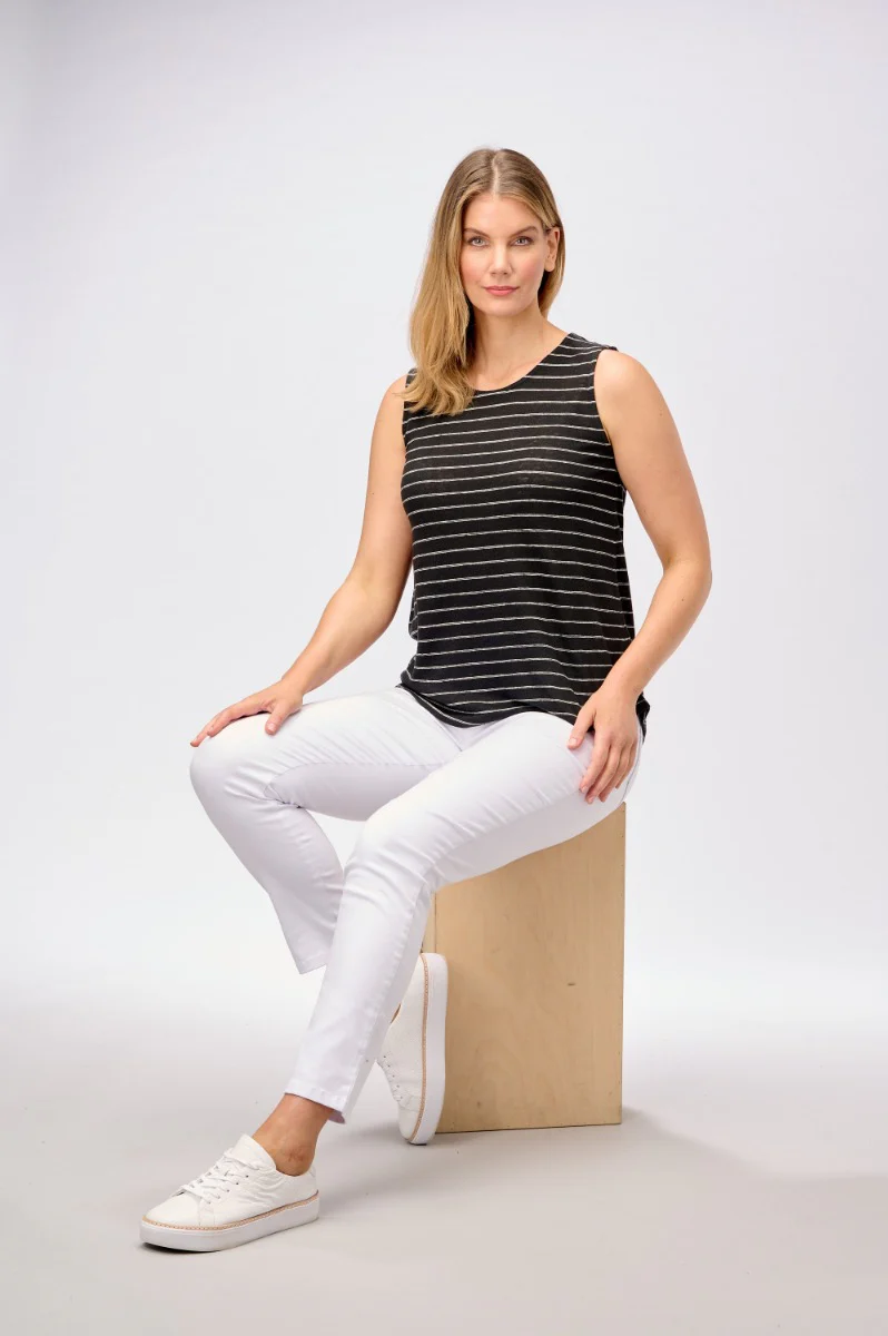 Yarn Dye Stripe Linen Jersey Tank Top Top - Image 9