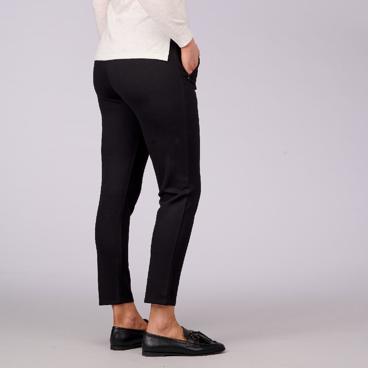 Slim Leg Ponti Zip Detail 7/8 Pants - Image 3