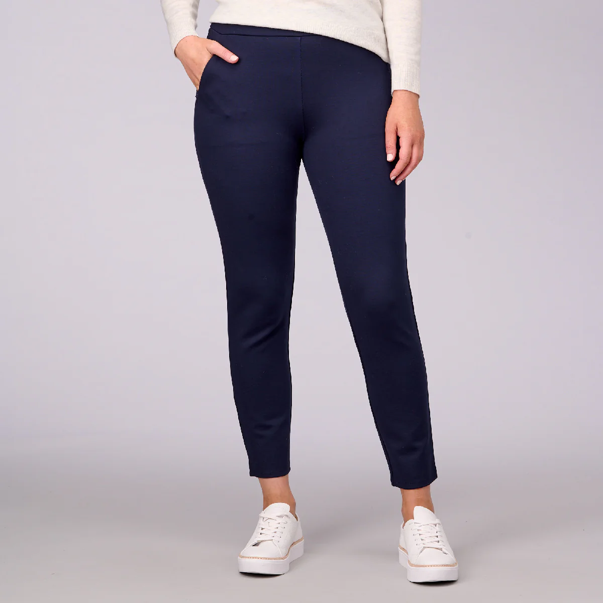 Slim Leg Ponti Zip Detail 7/8 Pants - Image 5