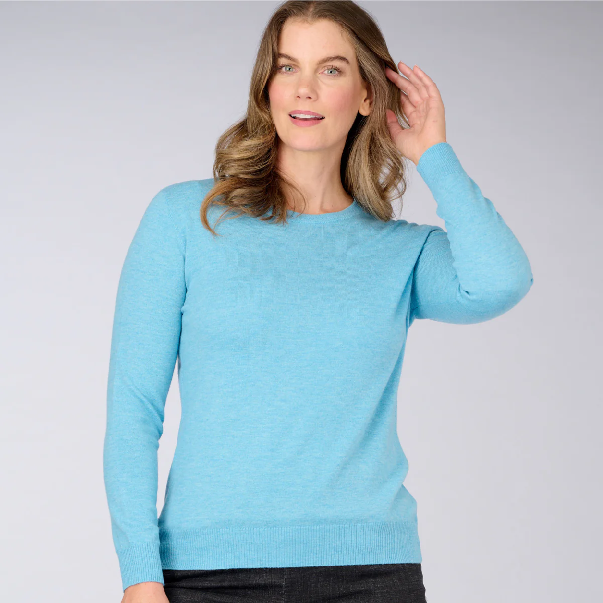 Wool Cashmere Crew Neck Sweater - Image 4